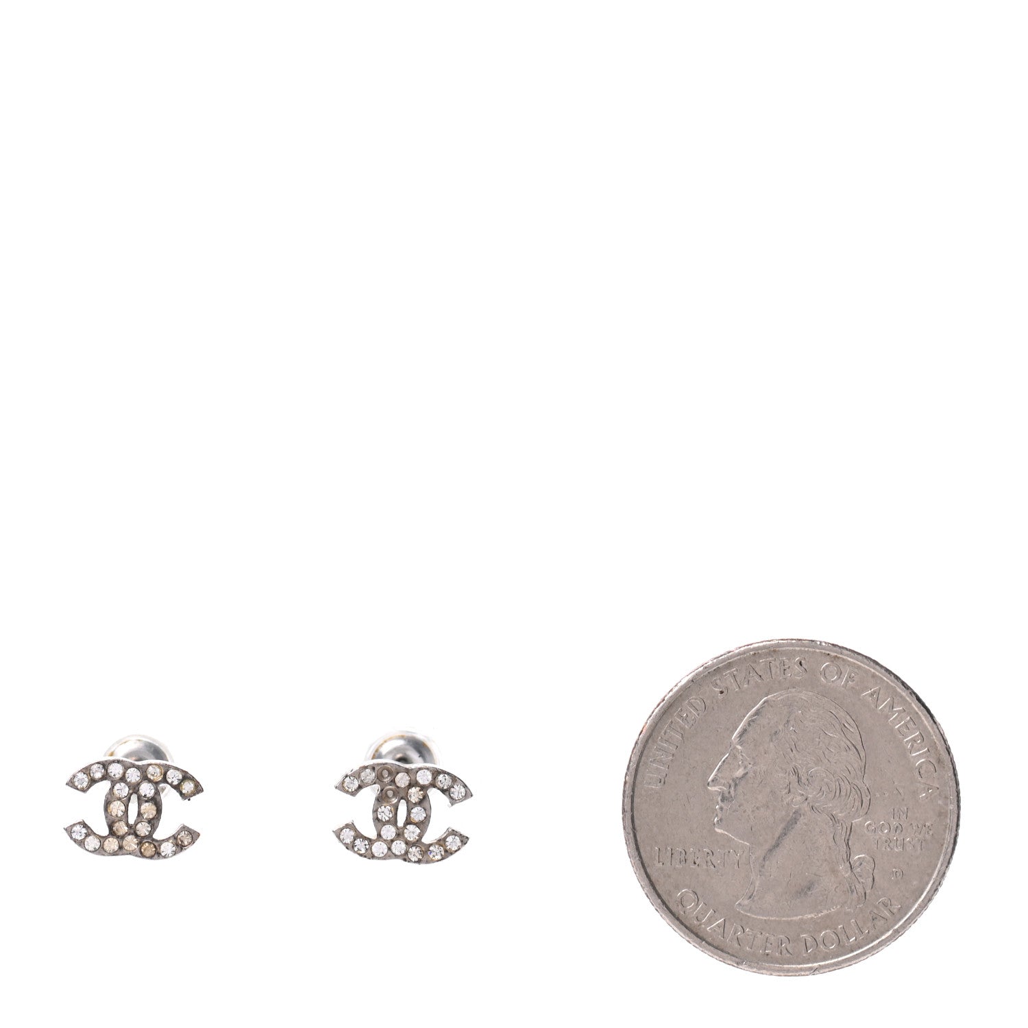 Chanel Crystal CC Earrings Silver 2 of 5