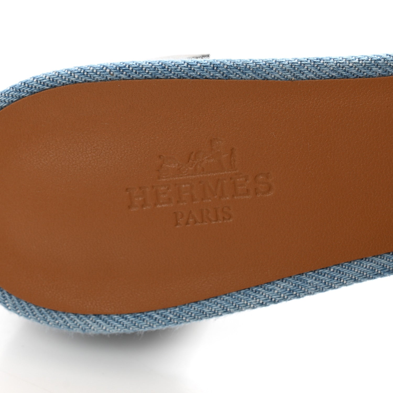 Hermes Denim Fringe Oasis Sandals 38.5 Bleu Clair 6 of 10