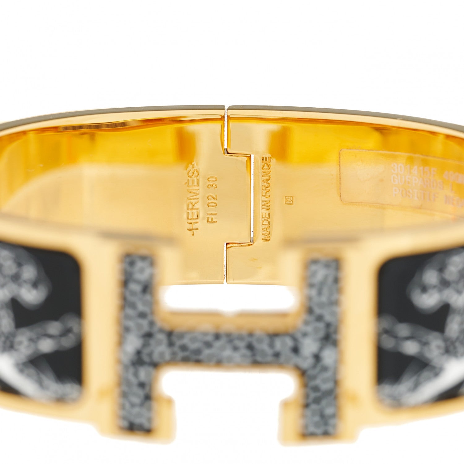 Hermes Enamel Print Guepards Wide Clic Clac H Bracelet GM Positif Negatif 4 of 7