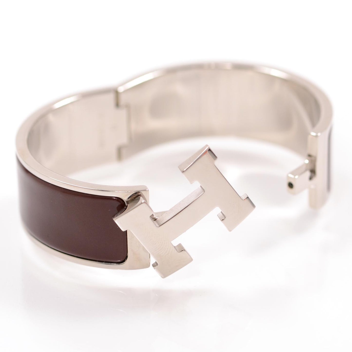 Enamel Wide Clic Clac H Bracelet Brown