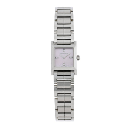 Tiffany Stainless Steel Diamond Pink Mother of Pearl 16mm 1837 Makers Square Quartz Watch 1 of 5