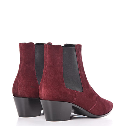 Saint Laurent Suede Chelsea Boots 37 Wine 4 of 9