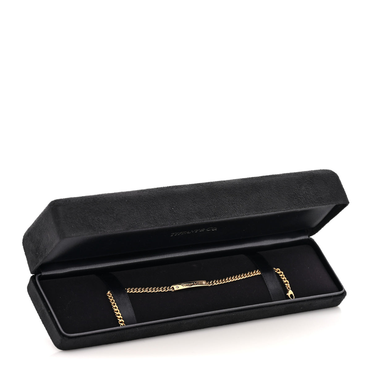 18K Yellow Gold Diamond Micro Link ID Chain Bracelet