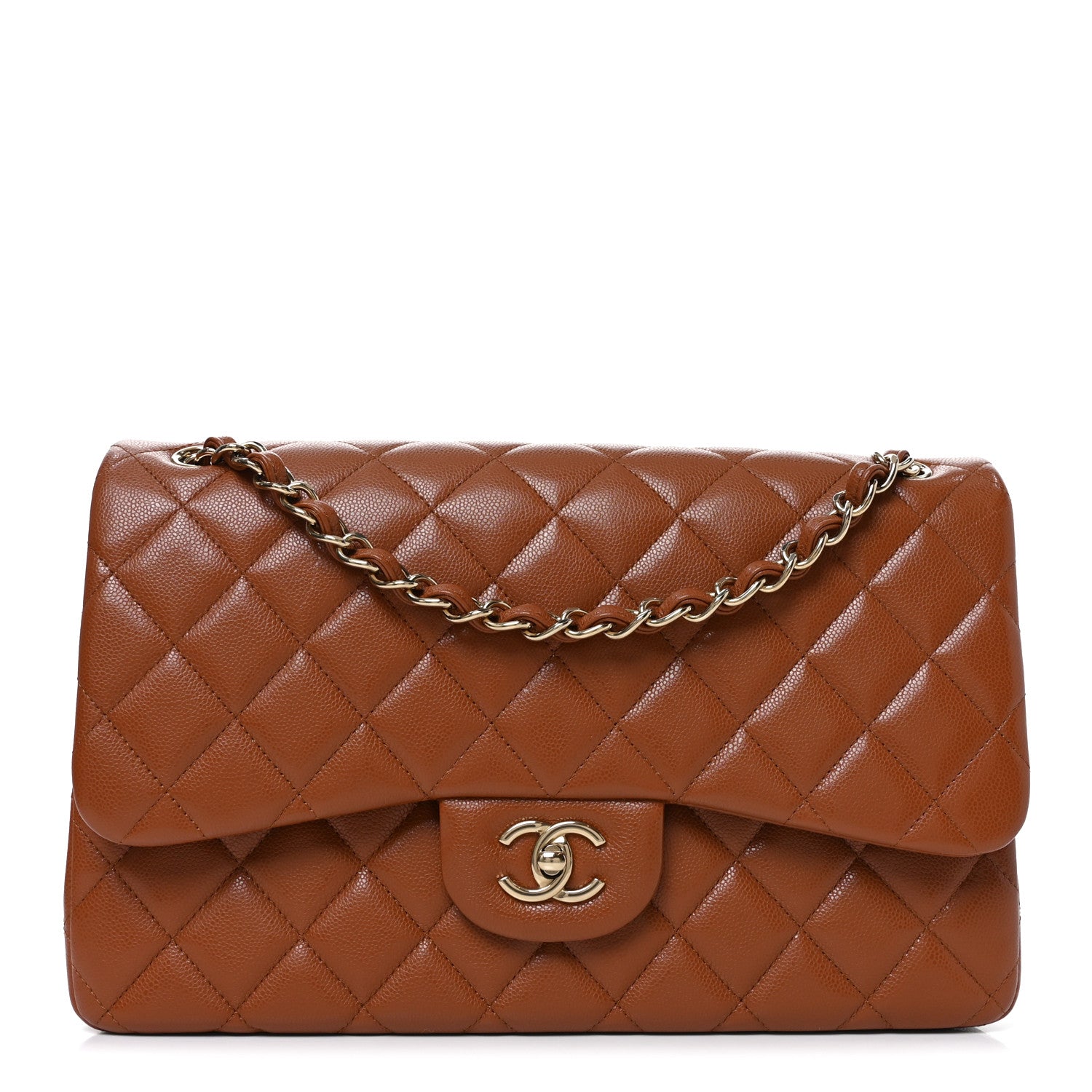 Chanel Caviar Quilted Jumbo Double Flap Light Brown 1 of 11