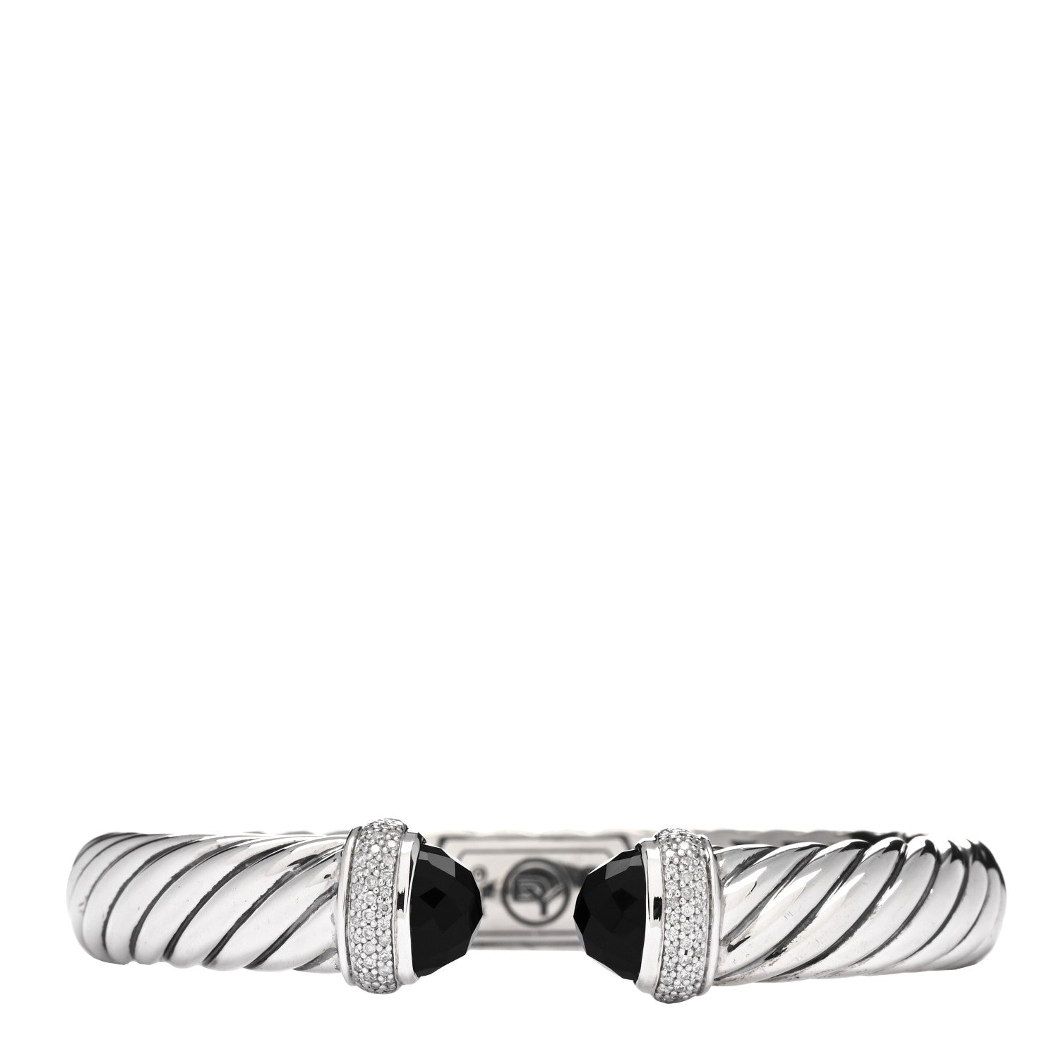 David Yurman Sterling Silver Diamond Black Onyx 10mm Waverly Bracelet 1 of 3