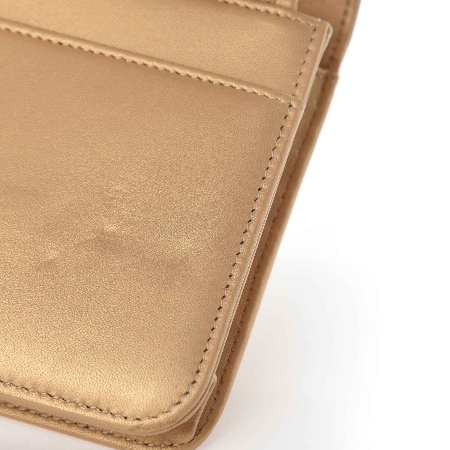Chanel Metallic Galuchat Stingray Lambskin Boy Wallet On Chain WOC Gold 11 of 15