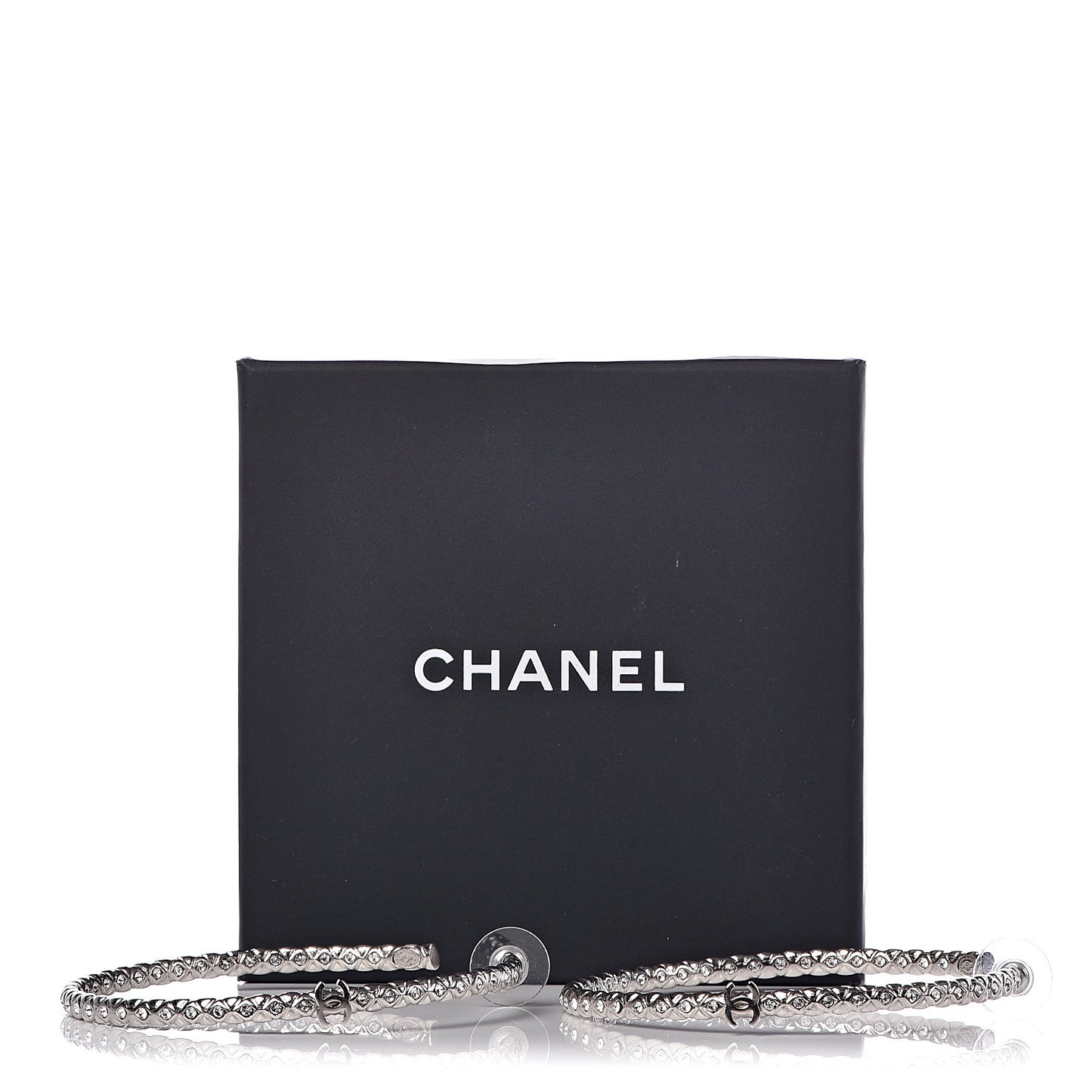 Crystal CC Hoop Earrings Silver