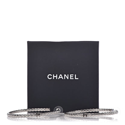 Chanel Crystal CC Hoop Earrings Silver 5 of 5