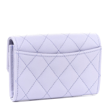 Chanel Caviar Quilted Flap Card Holder Wallet Light Purple 3 of 9