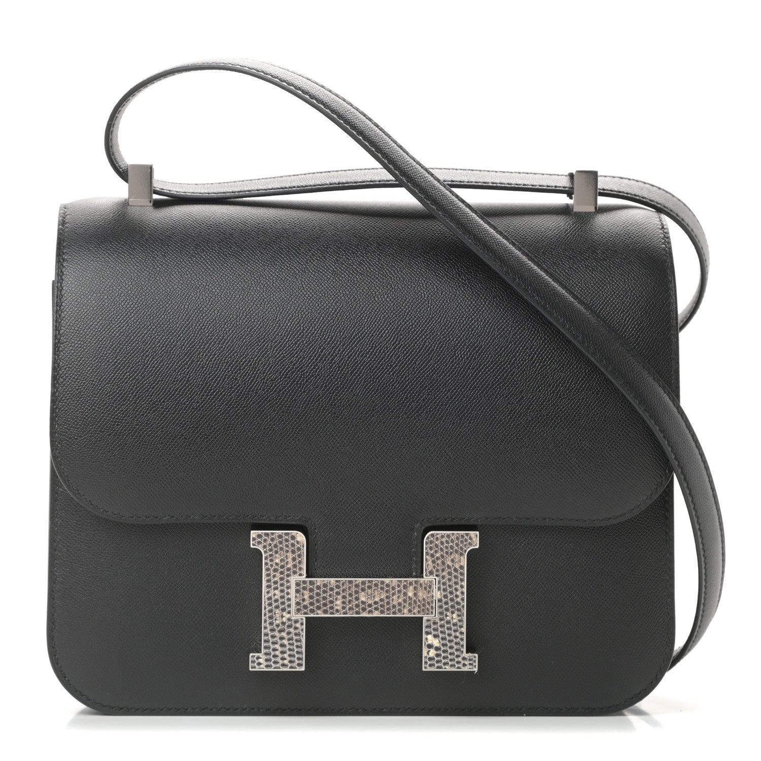 Hermes Grained Monsieur Lizard Constance 24 Black Ombre 1 of 13