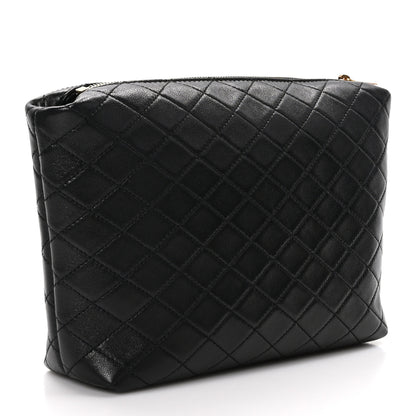 Saint Laurent Lambskin Quilted Gaby Cosmetic Pouch Black 3 of 11