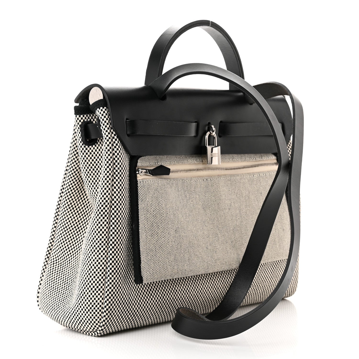 Hermes Vache Hunter Criss Viking Herbag Zip Retourne 31 PM Ecru Black 4 of 13