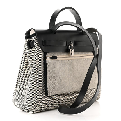 Hermes Vache Hunter Criss Viking Herbag Zip Retourne 31 PM Ecru Black 4 of 13