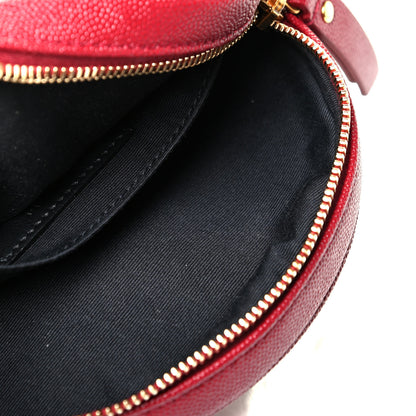 Saint Laurent Grain De Poudre Matelasse Chevron Quilted Round Vinyle Camera Bag Eros Red 6 of 6