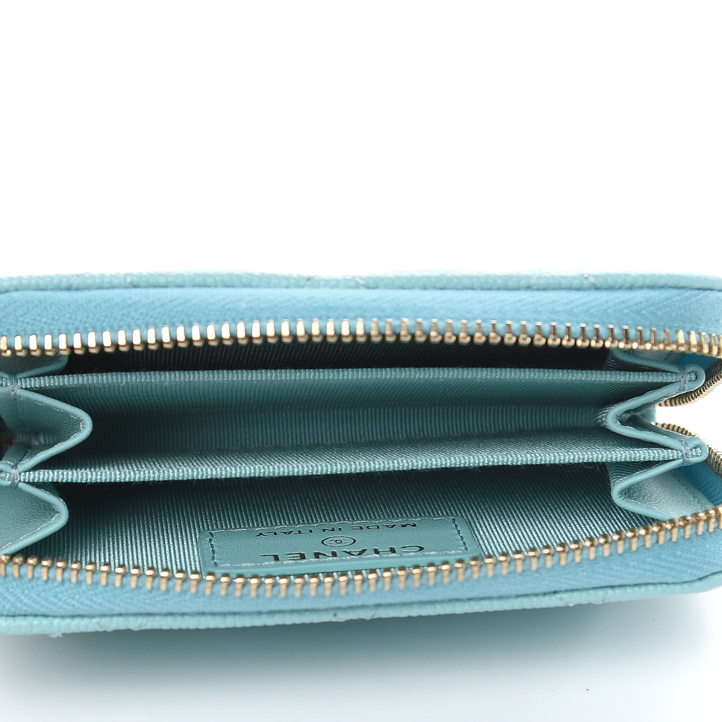 Caviar Quilted Zip Coin Purse Light Blue