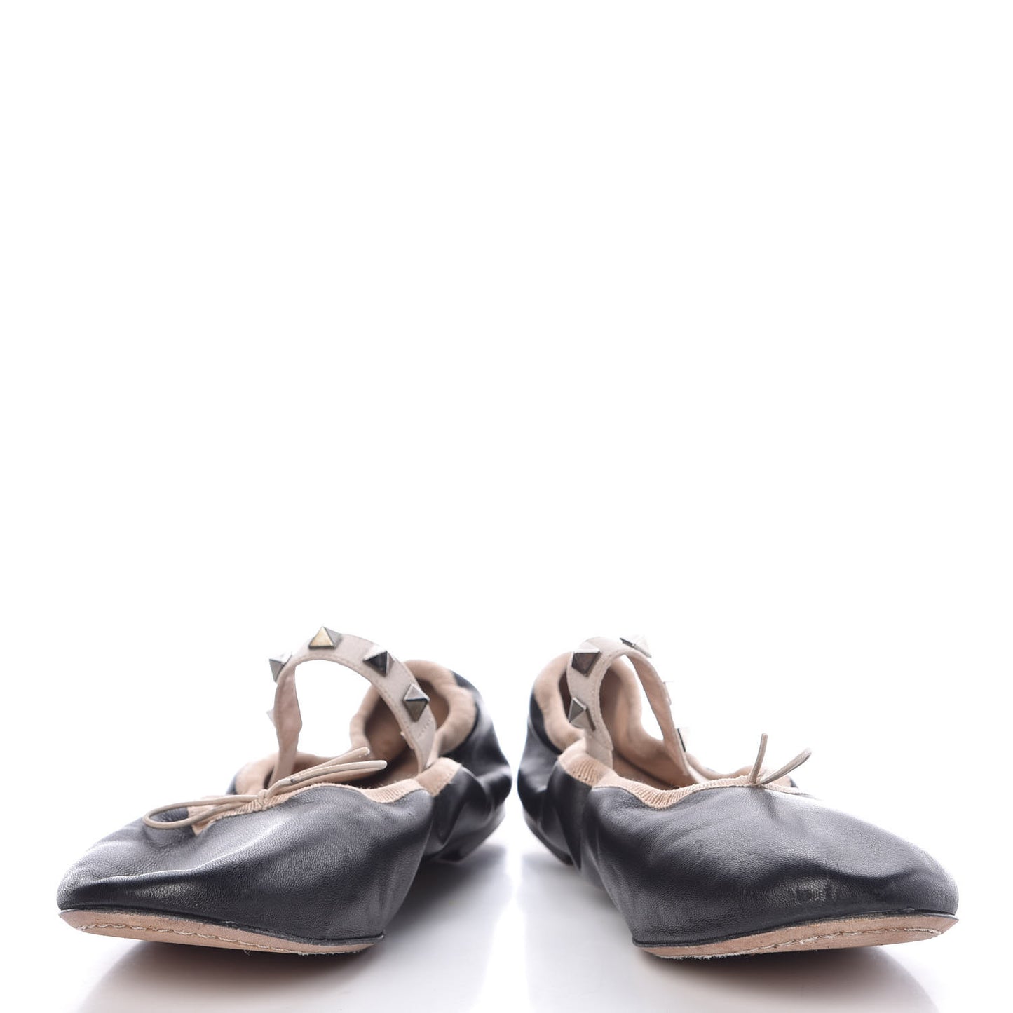 Nappa Rockstud Cross Strap Ballerina Flats 35.5 Black