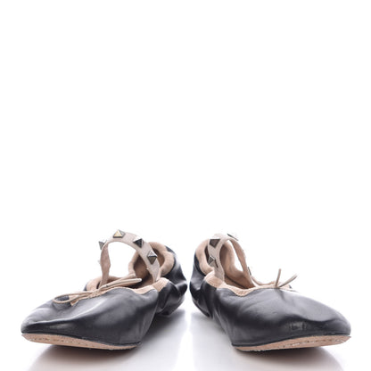 Valentino Garavani Nappa Rockstud Cross Strap Ballerina Flats 35.5 Black 5 of 10