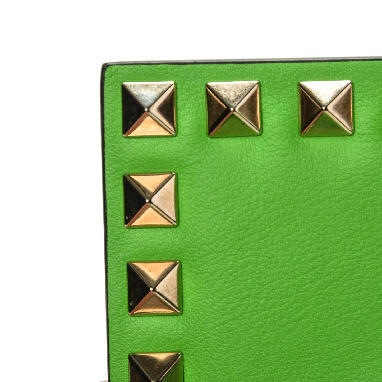 Vitello Rockstud Top Handle Crossbody Bag Green Fluo