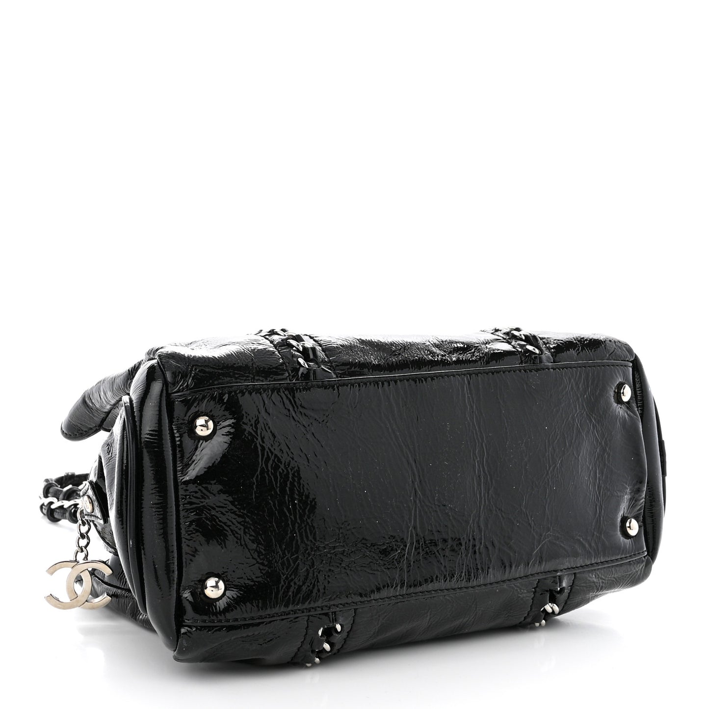 Patent Calfskin Small Luxe Ligne Tote Black