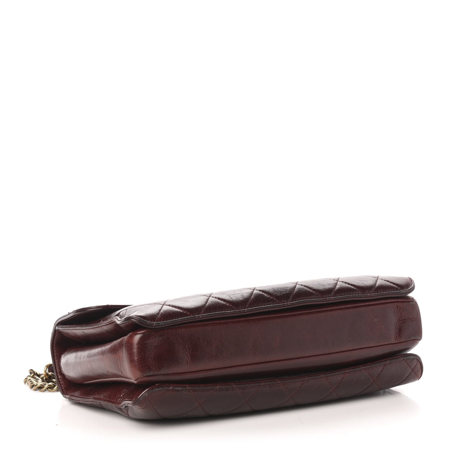 Calfskin Quilted Large Perfect Edge Flap Burgundy