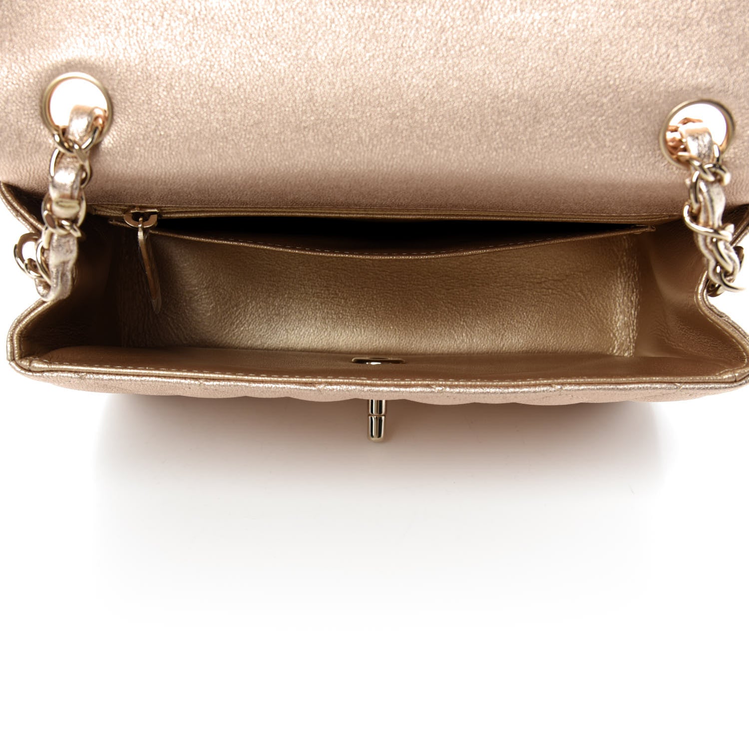 Chanel Metallic Lambskin Quilted Mini Rectangular Flap Gold 5 of 10