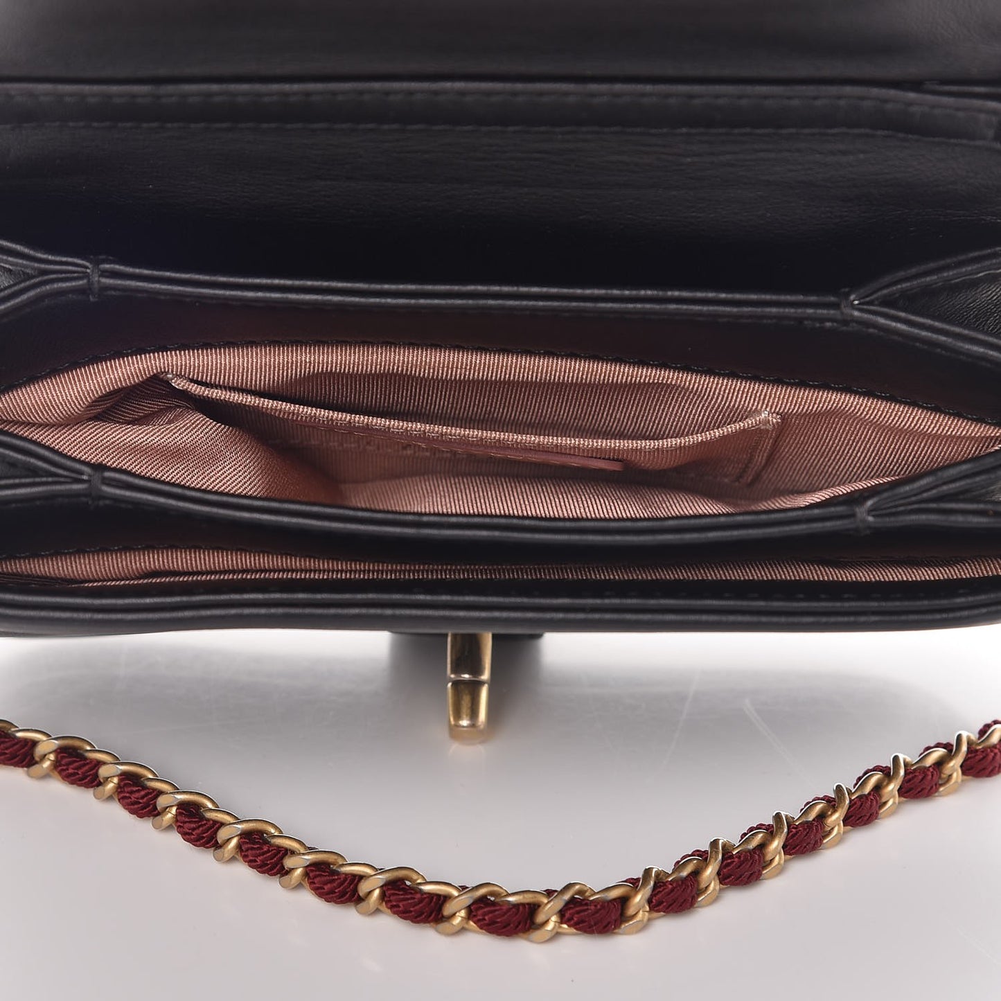 Velvet Lambskin Mini Camellia Flap Black Burgundy