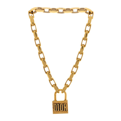 Christian Dior Metal Lucky Locket Choker Necklace Aged Gold 3 of 4
