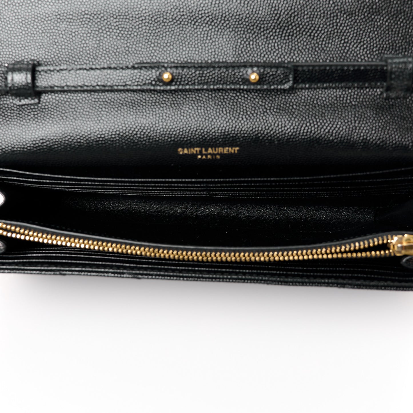 Grain De Poudre Matelasse Chevron Monogram Chain Wallet Black