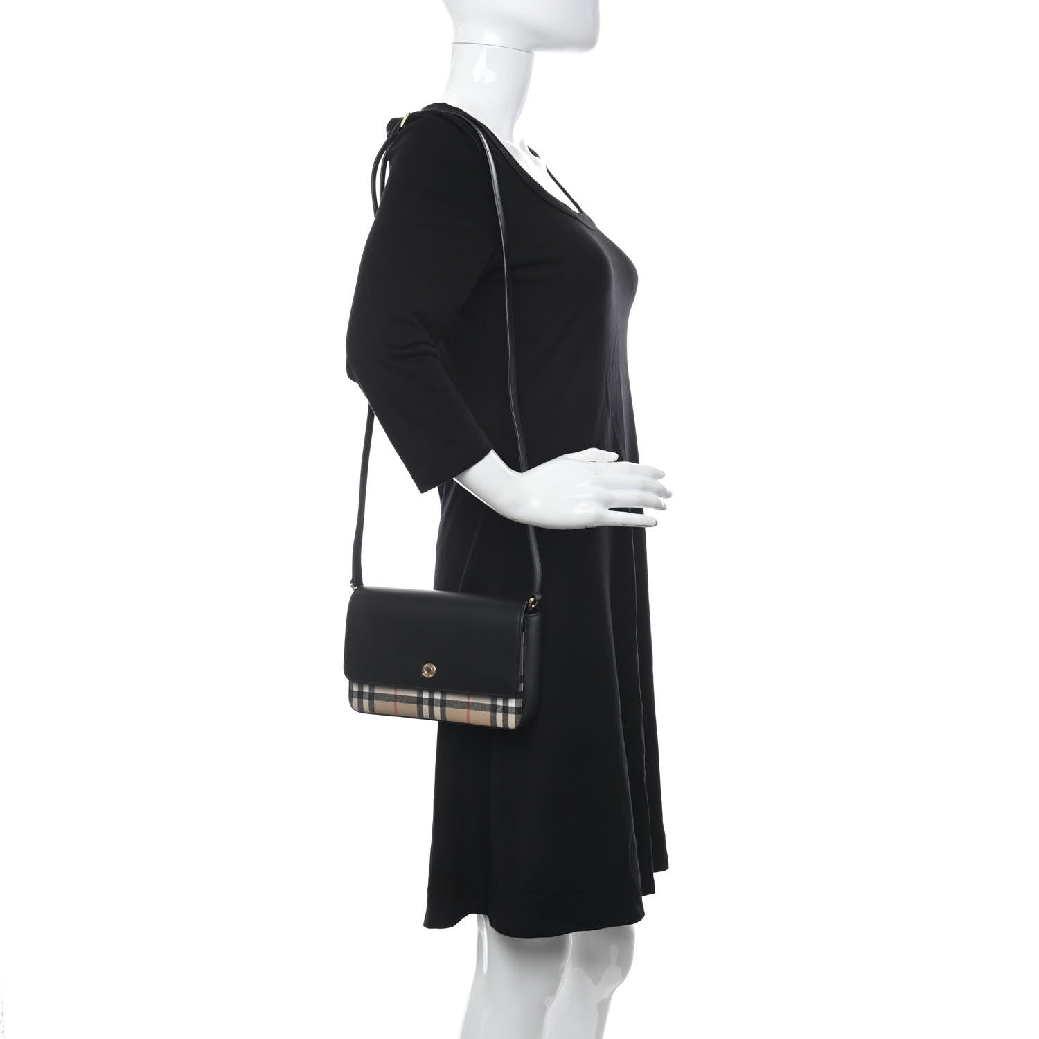 Burberry Calfskin Vintage Check New Hampshire Bag Black 2 of 9