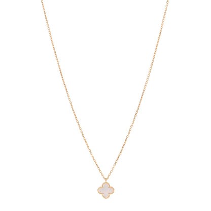 Van Cleef & Arpels 18K Yellow Gold Mother of Pearl Sweet Alhambra Pendant Necklace 1 of 6