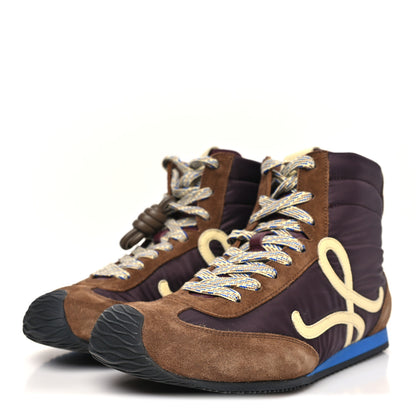 Loewe Nylon Suede Flow Runner 2.0 High Top Sneakers 37 Brown Yellow Blue 4 of 10