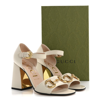 Gucci Nappa Horsebit Cross Strap 95mm Sandals 39 Mystic White 11 of 11