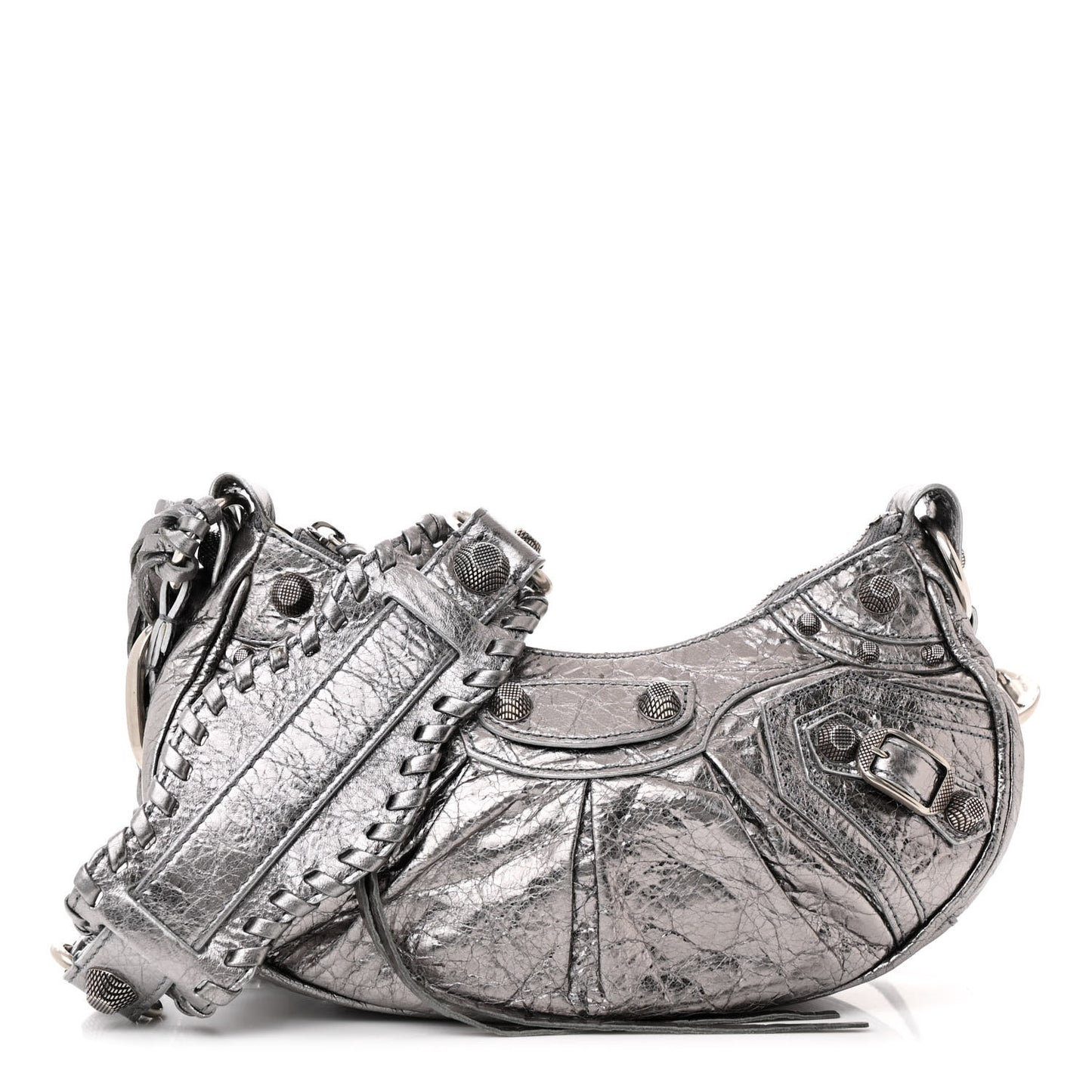 Metallic Agneau Arena Le Cagole Shoulder Bag XS Silver
