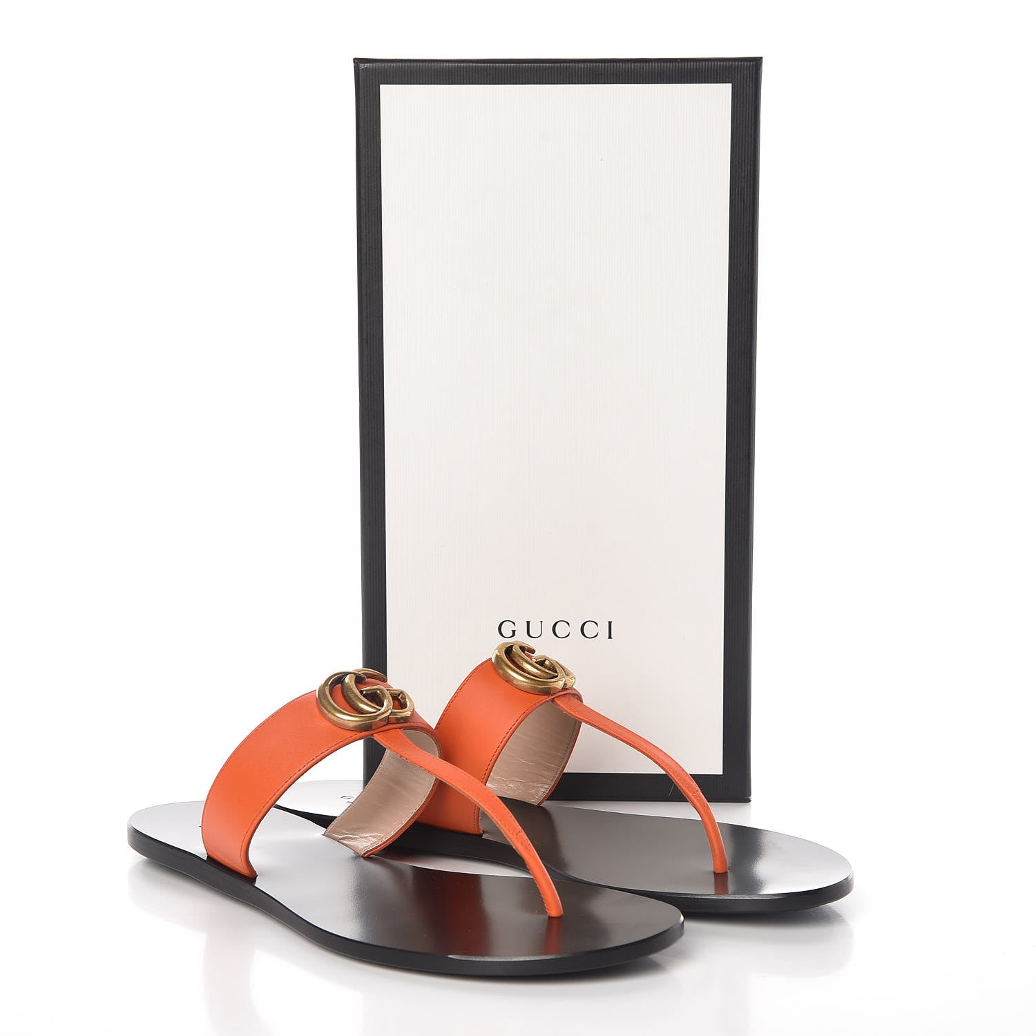 Gucci Calfskin GG Marmont Thong Sandals 40 Deep Orange 8 of 8