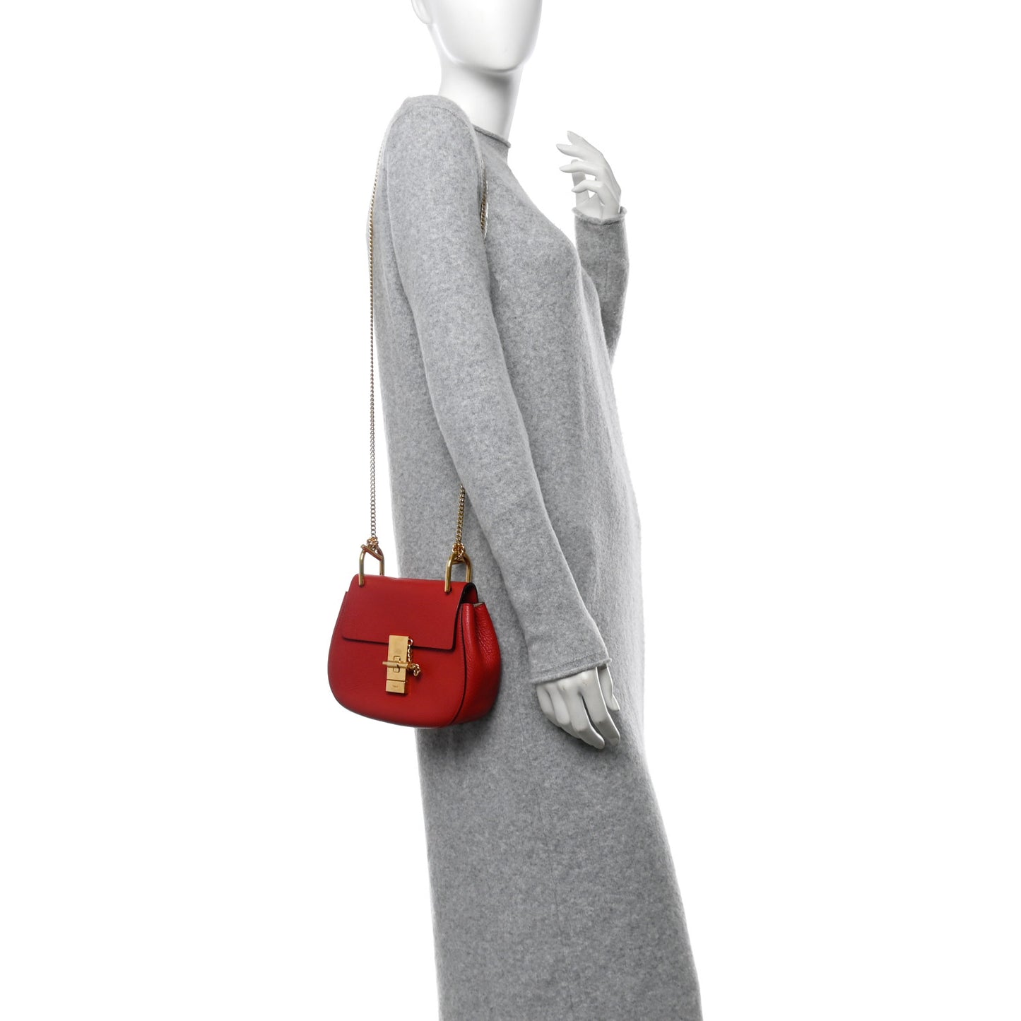 Grained Lambskin Mini Drew Shoulder Bag Plaid Red