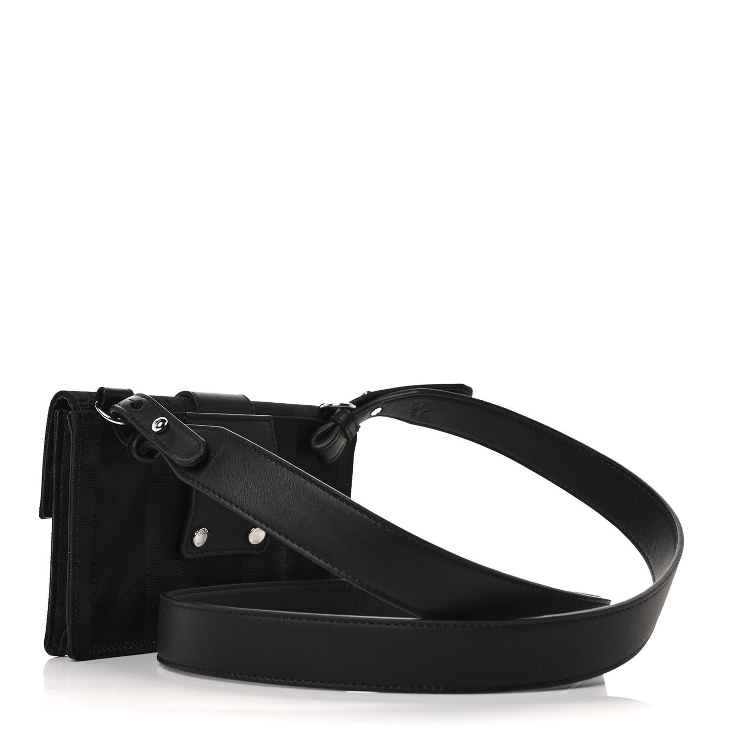 Recycled Nylon Vitello Grace Light Pequin Baguette Belt Pouch Black