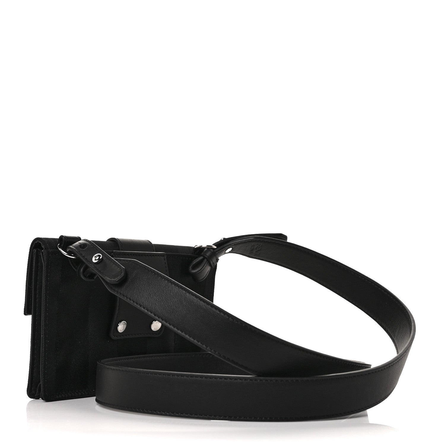Fendi Recycled Nylon Vitello Grace Light Pequin Baguette Belt Pouch Black 2 of 7