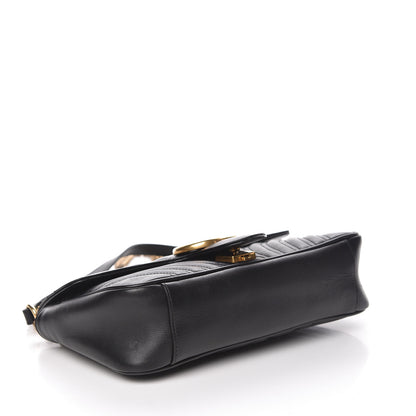 Gucci Calfskin Matelasse Small GG Marmont Shoulder Bag Black 4 of 19