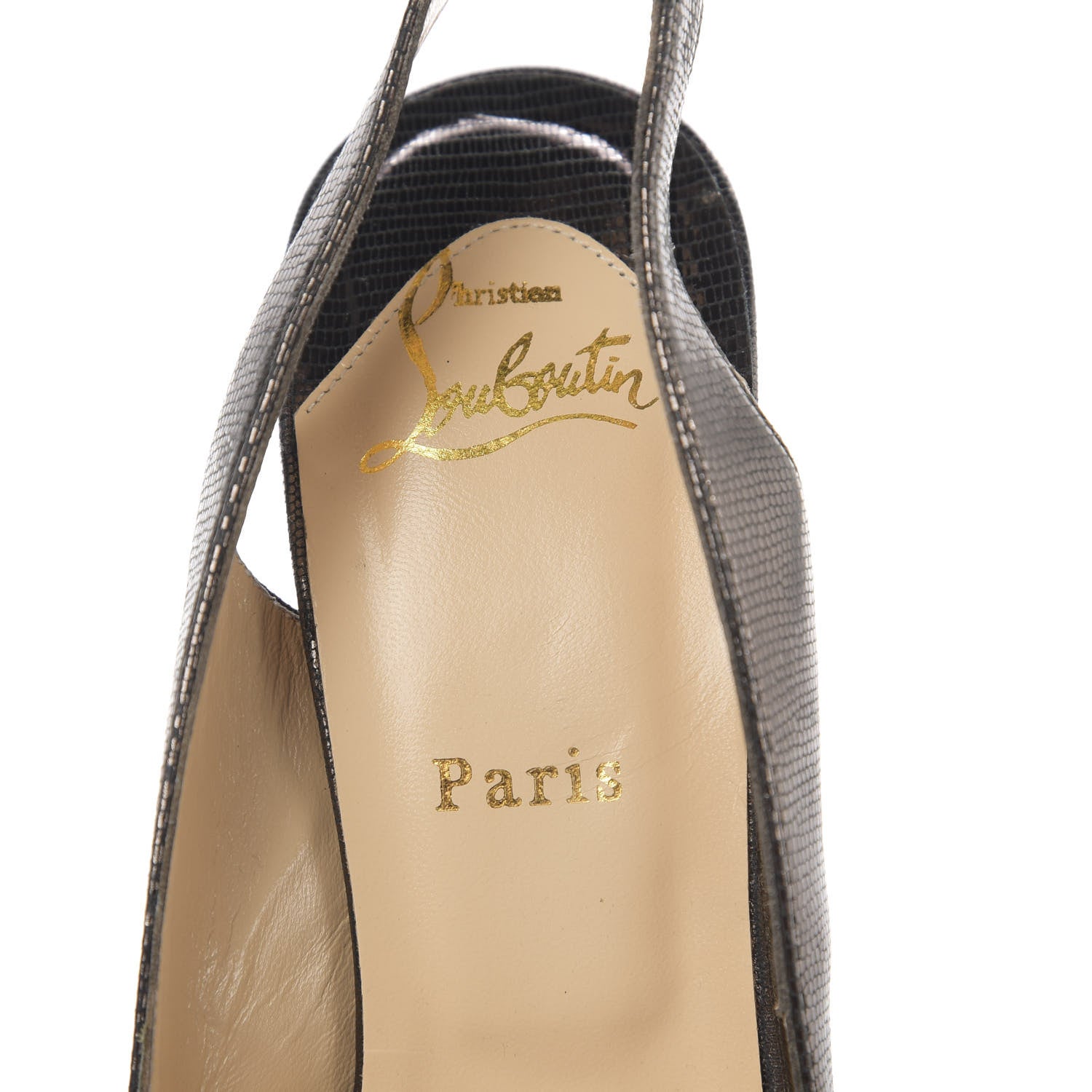 Christian Louboutin Metallic Laminato Embossed Lizard Jenny 150 Pumps 41 Antic Silver 6 of 7