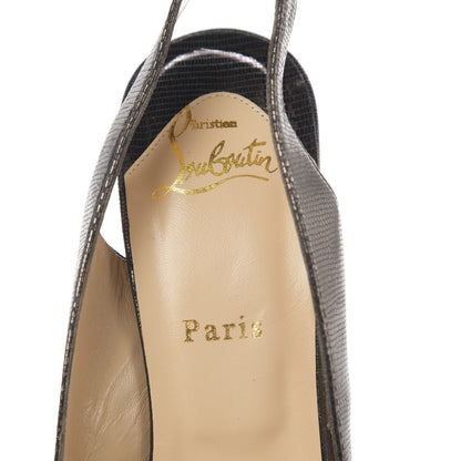 Christian Louboutin Metallic Laminato Embossed Lizard Jenny 150 Pumps 41 Antic Silver 6 of 7