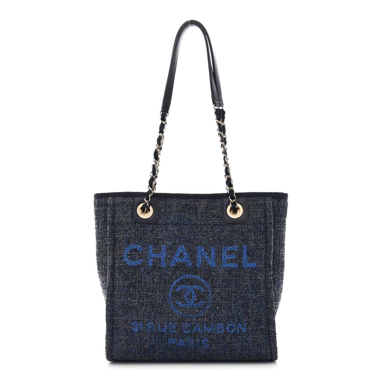 Lurex Boucle Mini Deauville Tote Blue