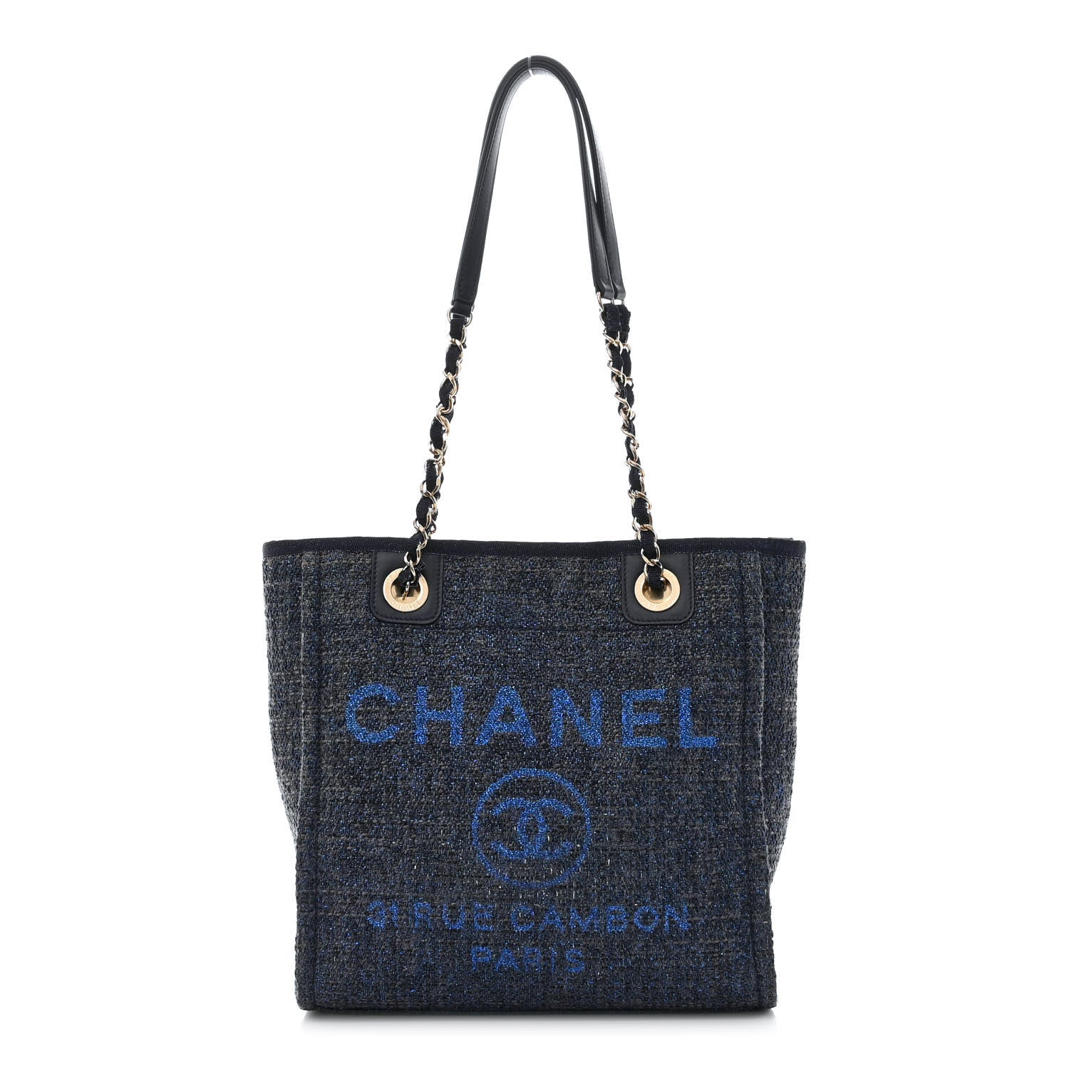 Chanel Lurex Boucle Mini Deauville Tote Blue 1 of 10