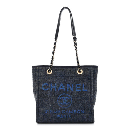 Chanel Lurex Boucle Mini Deauville Tote Blue 1 of 10