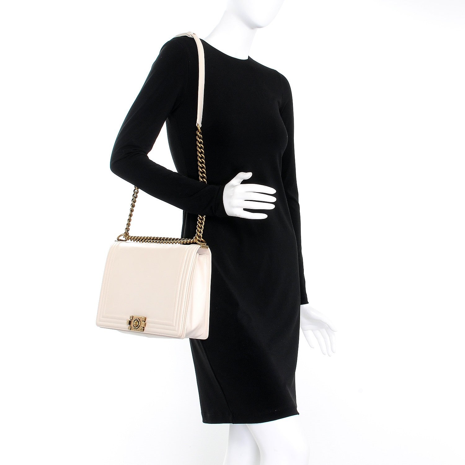 Chanel Glazed Calfskin Large Boy Flap Beige Clair 2 of 17