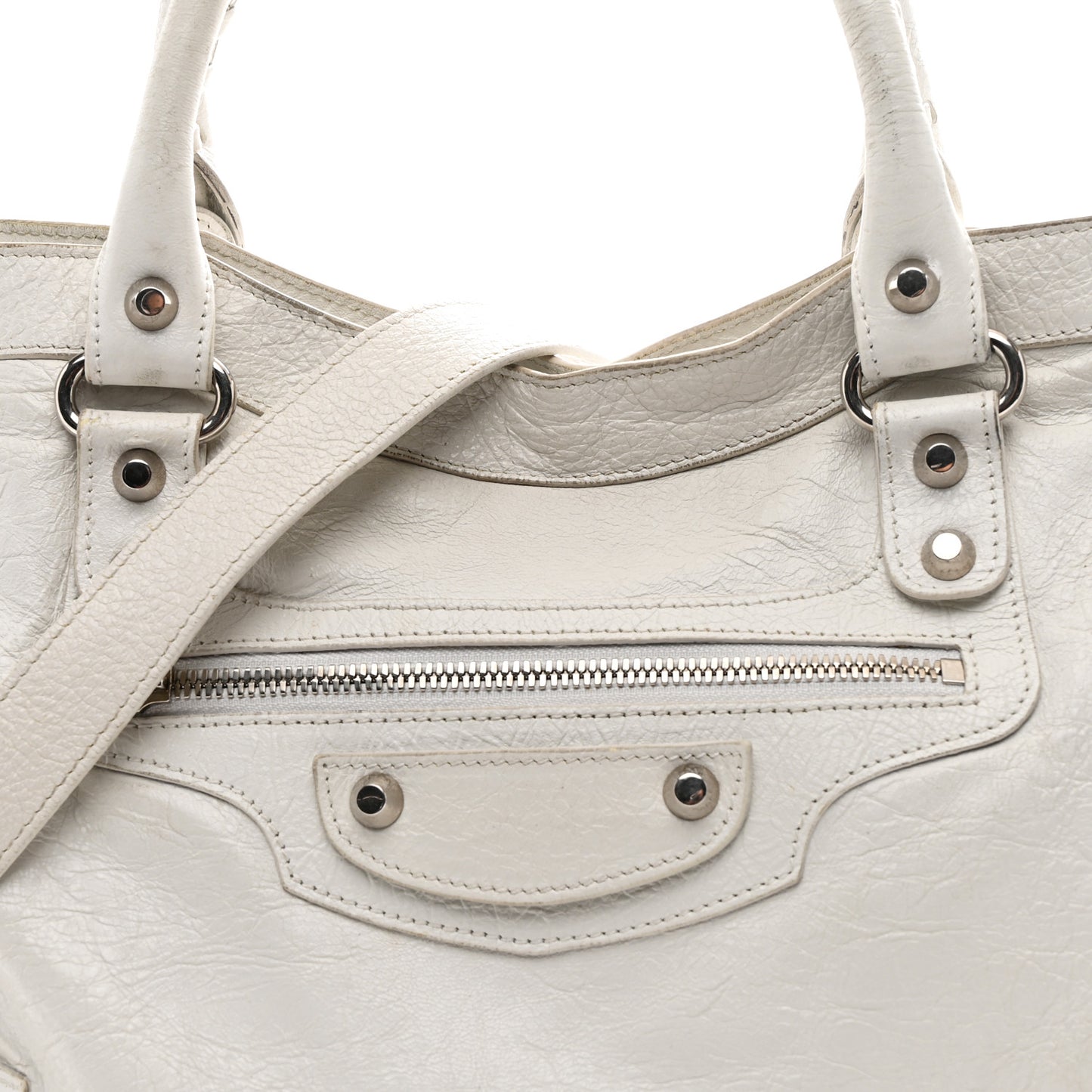 Agneau Arena Silver Hardware Medium Le City Optic White