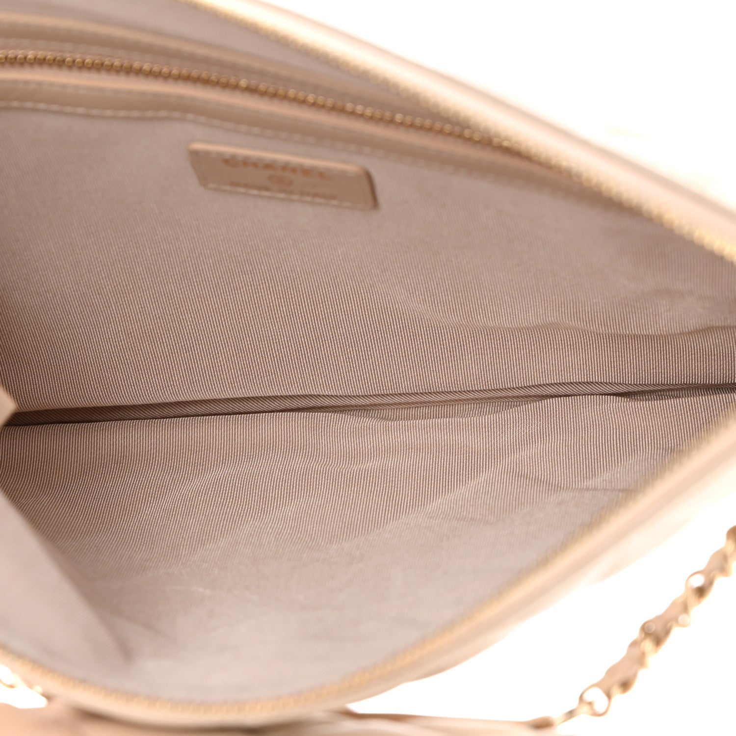 Chanel Iridescent Lambskin Quilted Pouch With Flap Beige 1437364