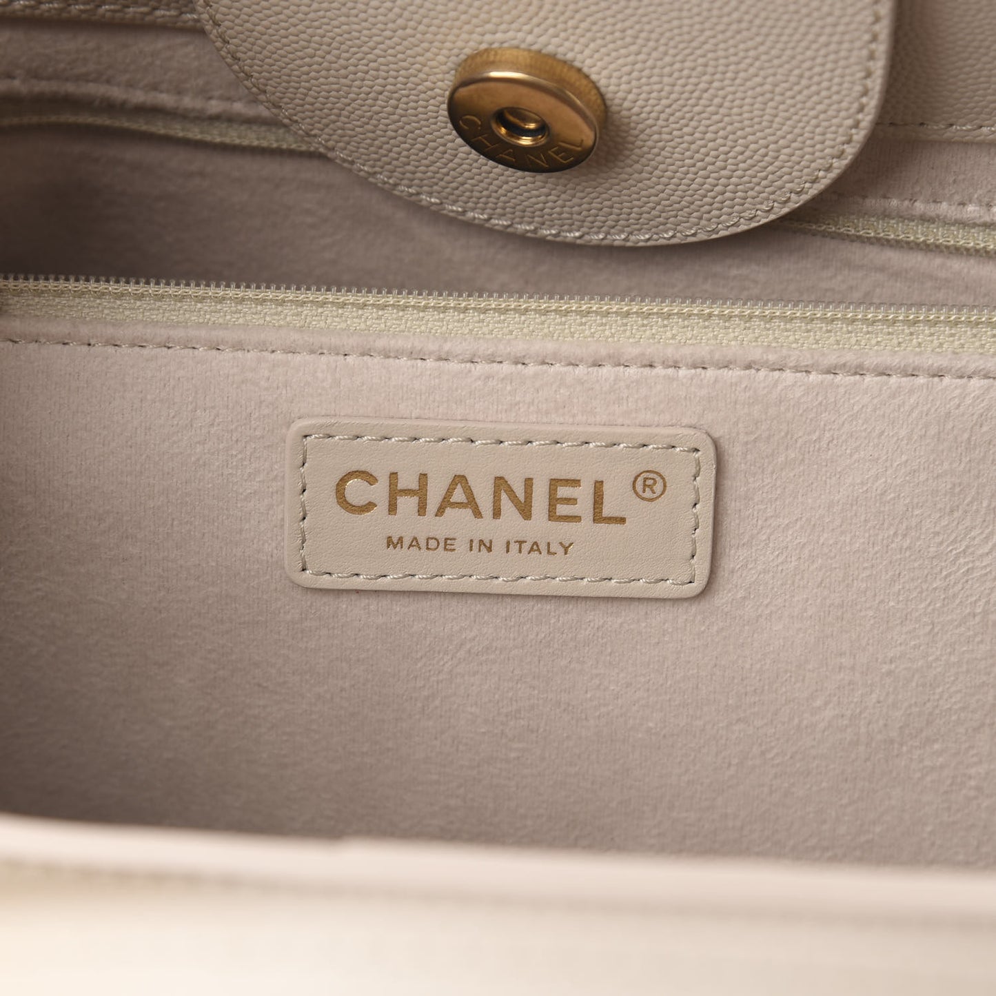 Caviar Small Studded Deauville Tote Ivory