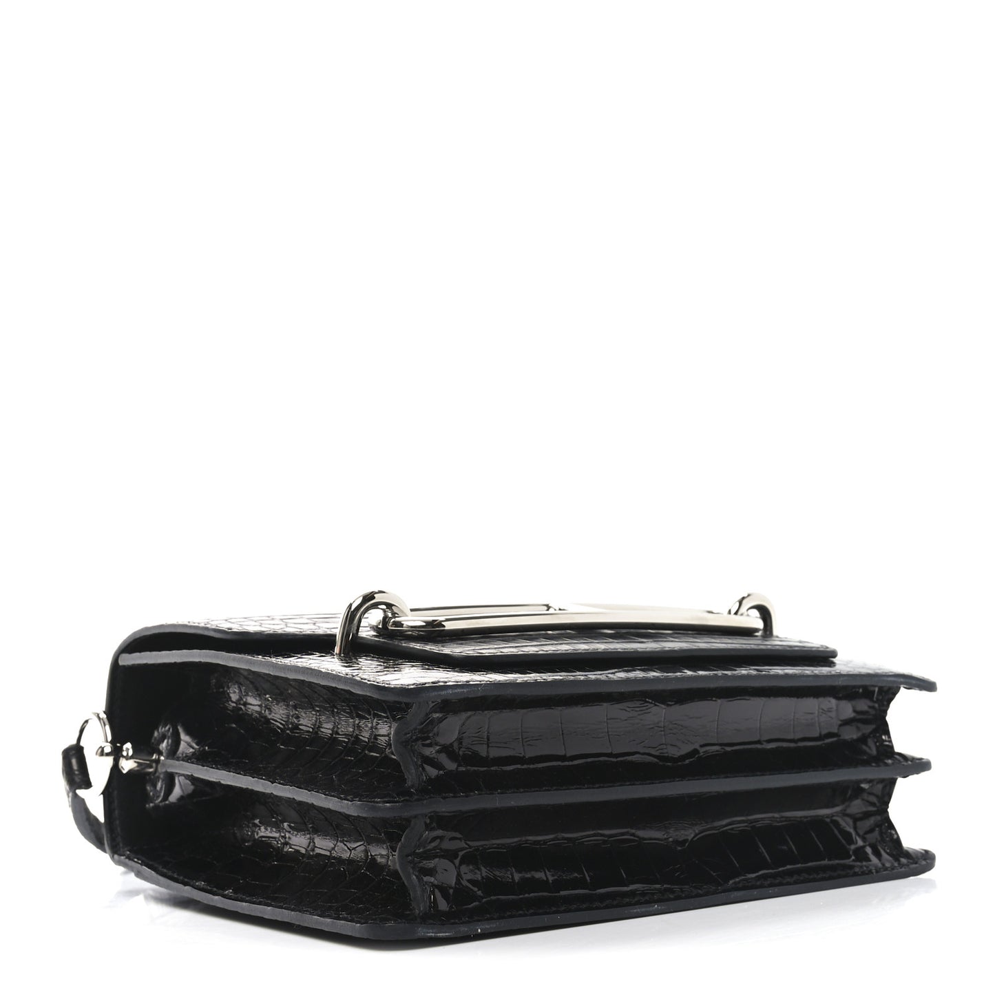 Shiny Alligator Matte Alligator Mini Sac Roulis Black