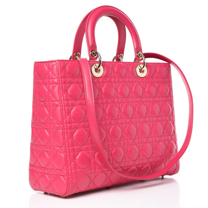 Christian Dior Lambskin Cannage Large Lady Dior Fuchsia 3 of 9