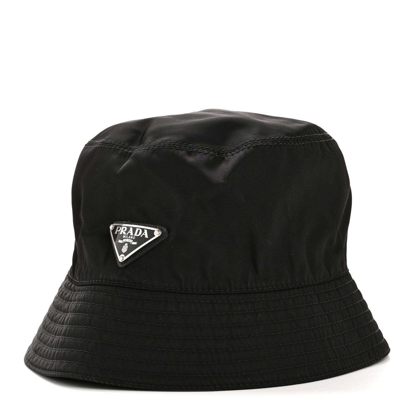 Re-Nylon Metal Triangle Logo Womens Bucket Hat S Black